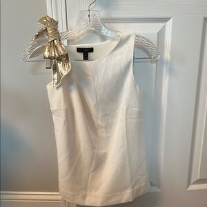 J. Crew White Sleeveless Top with Gold Bow Accent